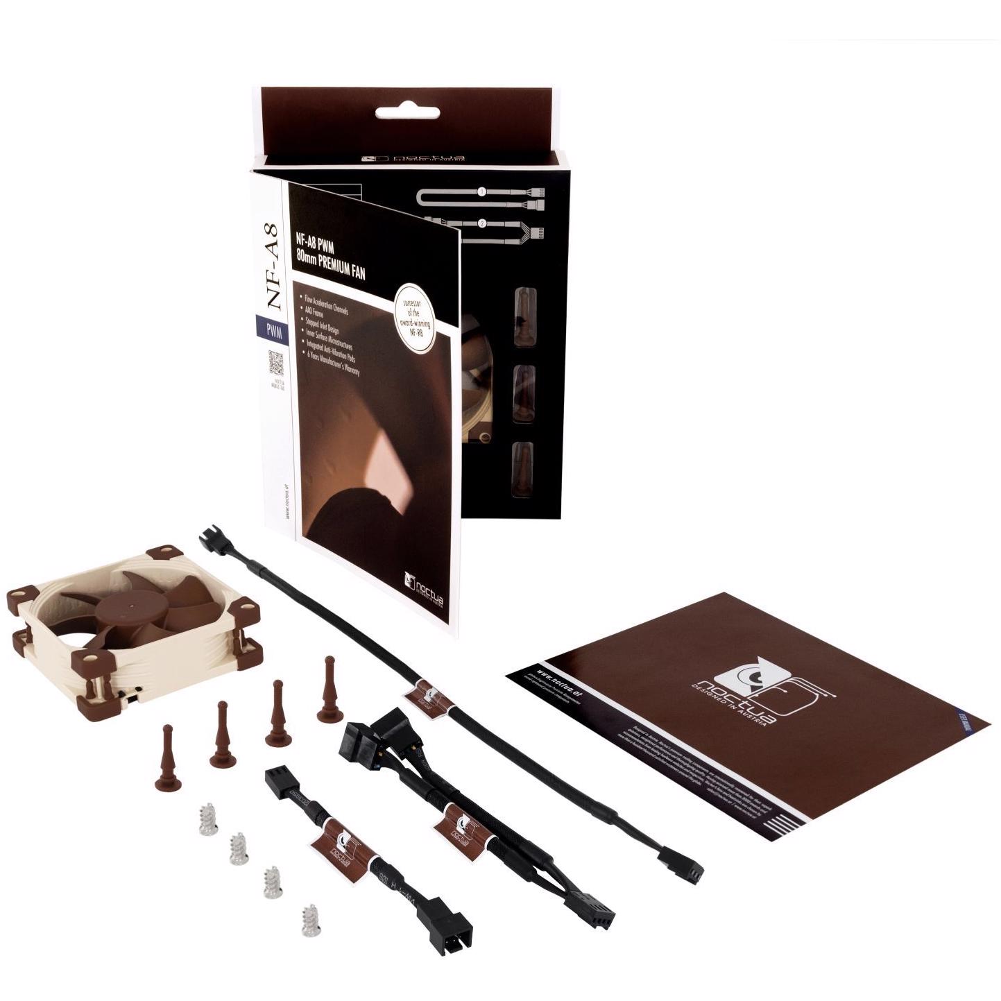 A large main feature product image of Noctua NF-A8-PWM 80mm x 25mm 2200RPM PWM Cooling Fan
