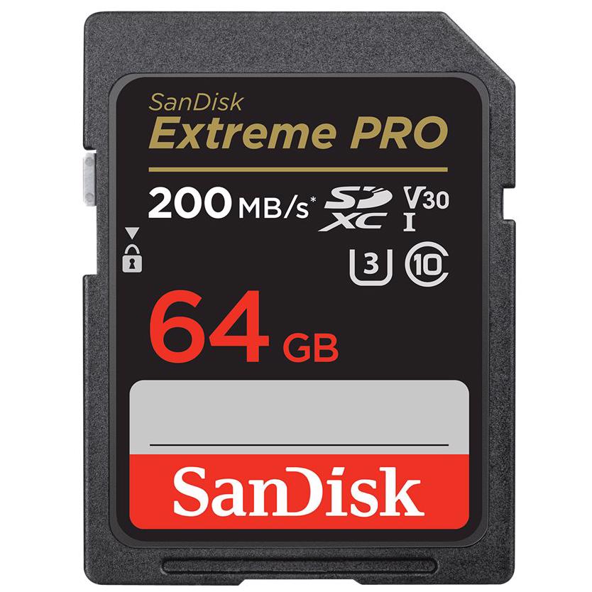 A large main feature product image of SanDisk Extreme Pro SDXC U3 V30 UHS-I SD Card - 64GB