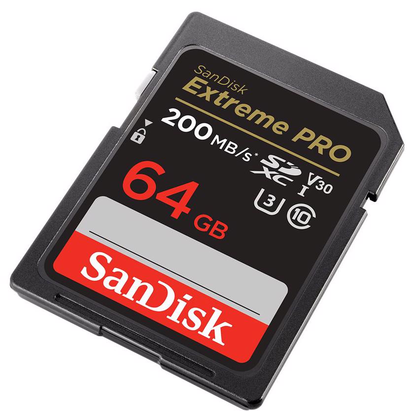 A large main feature product image of SanDisk Extreme Pro SDXC U3 V30 UHS-I SD Card - 64GB
