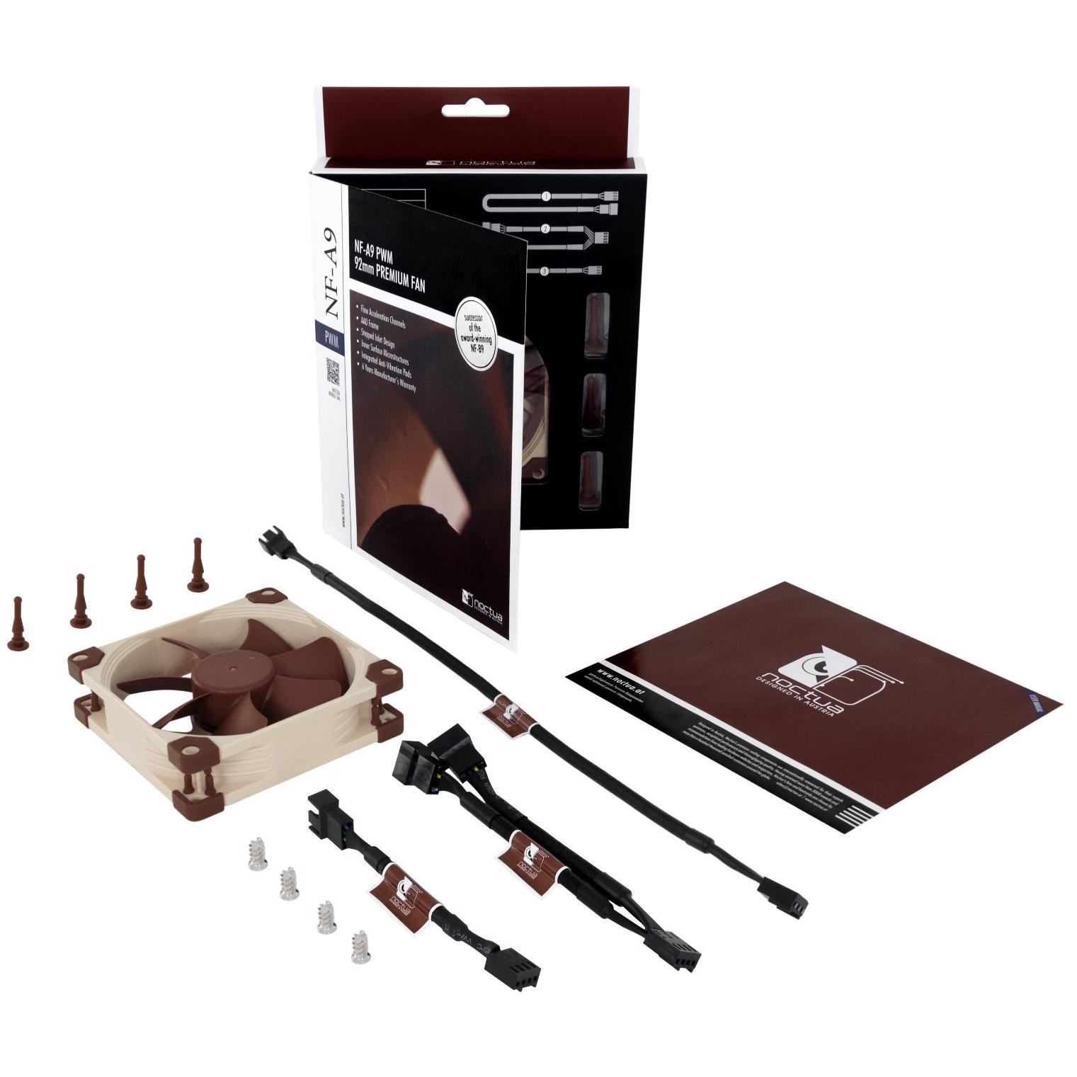 A large main feature product image of Noctua NF-A9-PWM 92mm x 25mm PWM Cooling Fan
