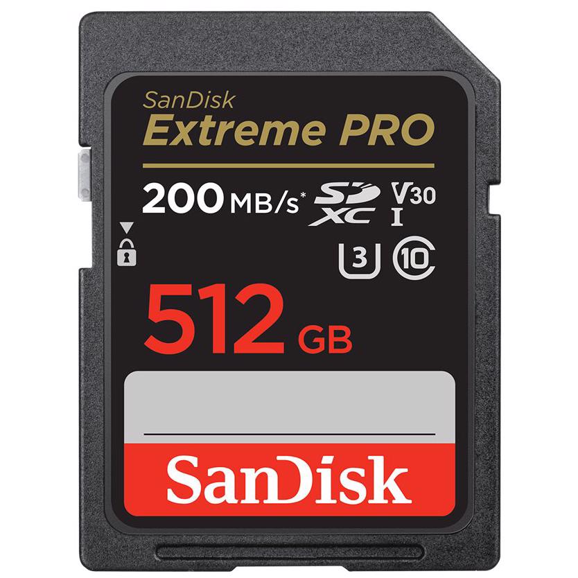 A large main feature product image of SanDisk Extreme Pro SDXC U3 V30 UHS-I SD Card - 512GB