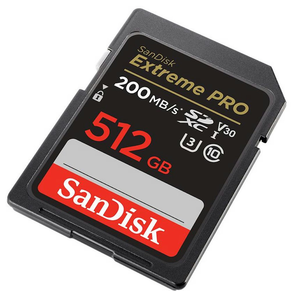 A large main feature product image of SanDisk Extreme Pro 512GB UHS-I SDHC/SDXC Card