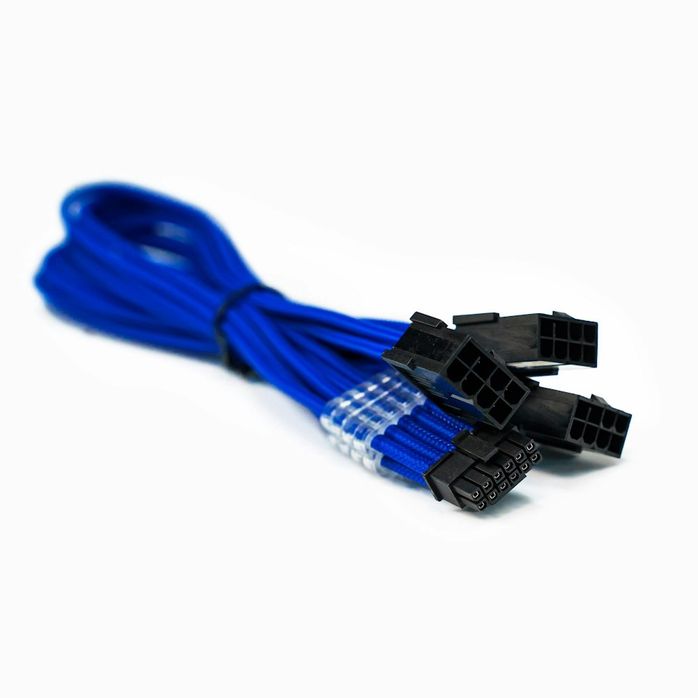 A large main feature product image of GamerChief 12VHPWR 450W 3x8-Pin 45cm Sleeved Extension Cable (Blue)