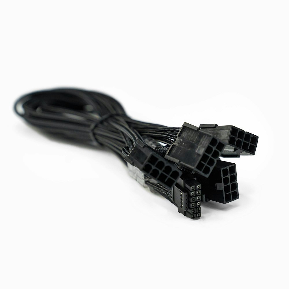 A large main feature product image of GamerChief 12VHPWR 600W 4x8-Pin 45cm Sleeved Extension Cable (Black)