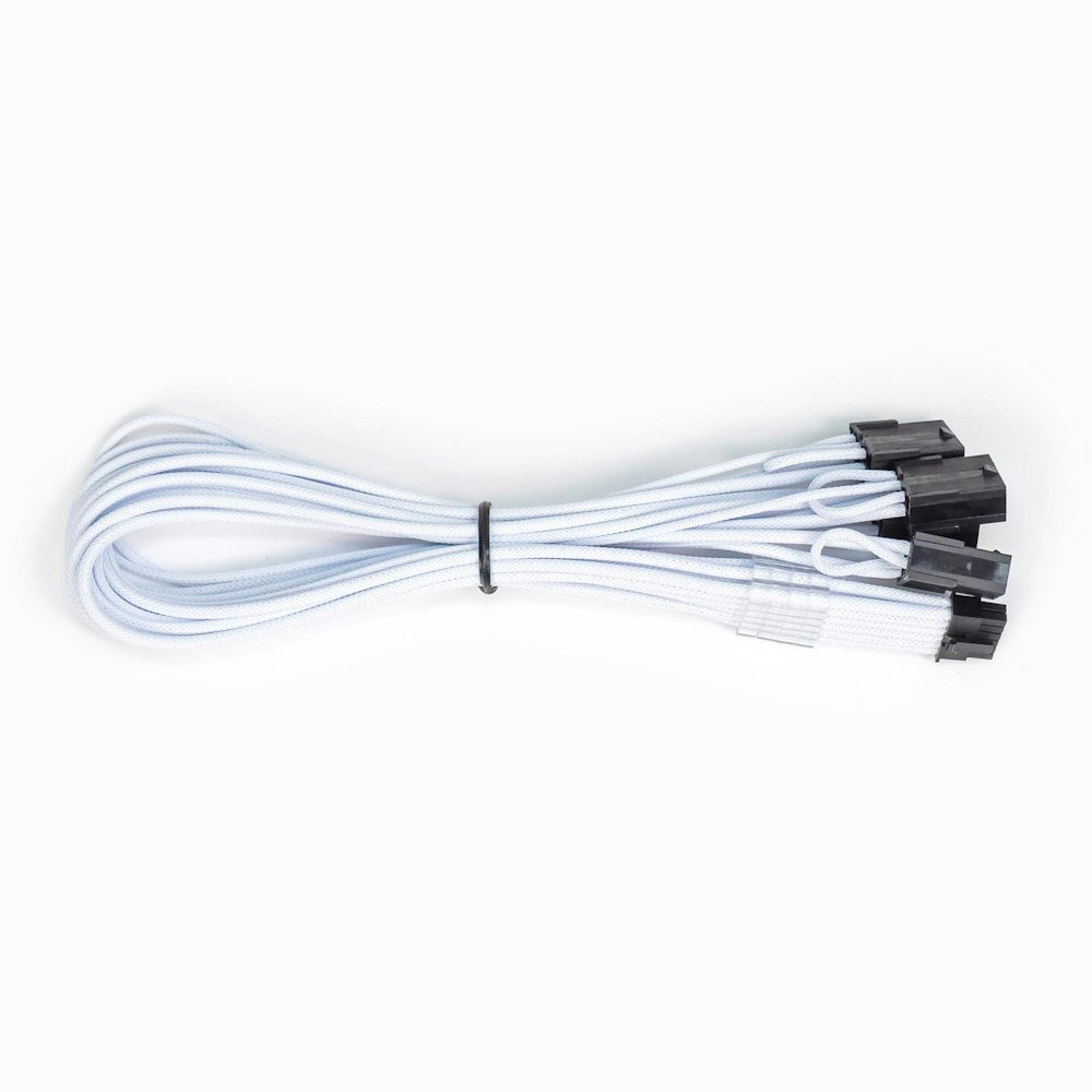 A large main feature product image of GamerChief 12VHPWR 600W 4x8-Pin 45cm Sleeved Extension Cable (White)