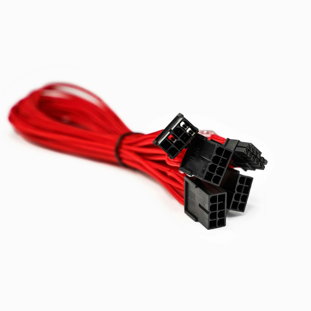 A large main feature product image of GamerChief 12VHPWR 600W 4x8-Pin 45cm Sleeved Extension Cable (Red)