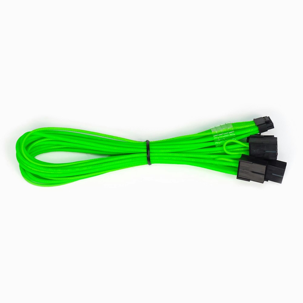 A large main feature product image of GamerChief 12VHPWR 600W 4x8-Pin 45cm Sleeved Extension Cable (Green)