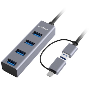 Product image of mBeat 4 Port USB Hub w/ USB A to C Converter - Click for product page of mBeat 4 Port USB Hub w/ USB A to C Converter