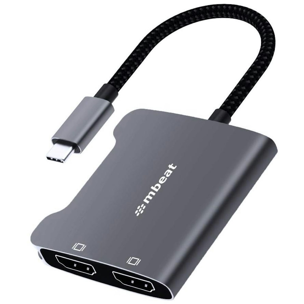 A large main feature product image of mbeat ToughLink USB-C to Dual 4K HDMI Adapter