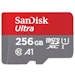 A product image of SanDisk Ultra 256GB UHS-I MicroSDXC Card