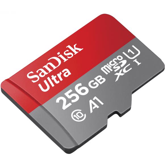 A large main feature product image of SanDisk Ultra 256GB microSDXC U1 A1 UHS-I microSD Card
