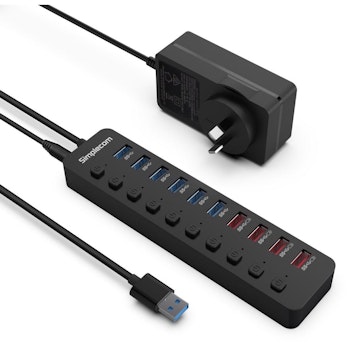 Product image of Simplecom CHU810 48W 10-Port Fast Charging USB 3.0 Hub & Charger w/ Individual Switches - 12V/4A - Click for product page of Simplecom CHU810 48W 10-Port Fast Charging USB 3.0 Hub & Charger w/ Individual Switches - 12V/4A