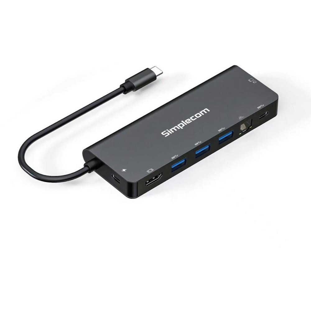 A large main feature product image of Simplecom CHN590 SuperSpeed USB-C 9-in-1 Multiport Docking Station