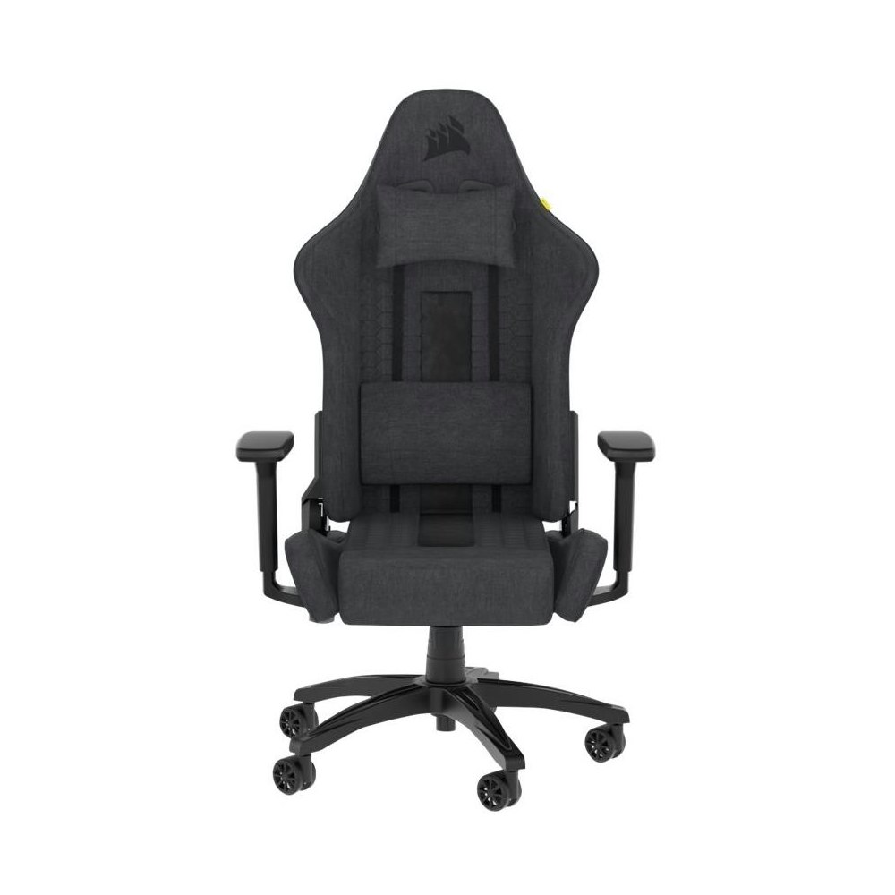 A large main feature product image of Corsair TC100 RELAXED Fabric Gaming Chair - Black/Grey