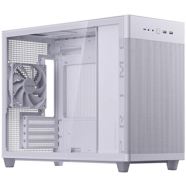 ASUS PRIME AP201 TG Micro Tower Case - White | PLE Computers