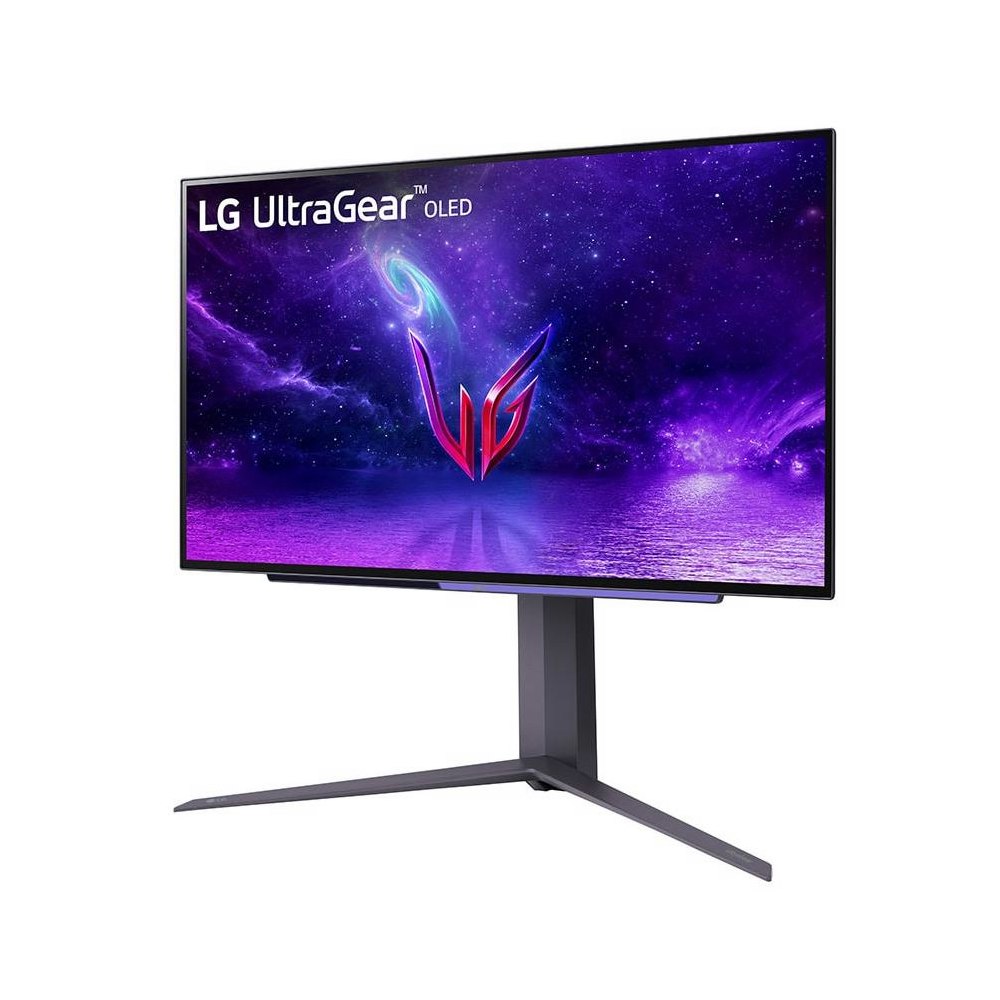 A large main feature product image of LG UltraGear 27GR95QE-B 27" QHD 240Hz OLED Monitor