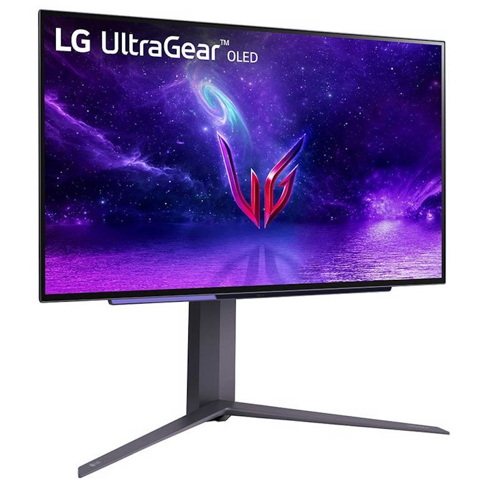 A large main feature product image of LG UltraGear 27GR95QE-B - 27" QHD 240Hz OLED Monitor