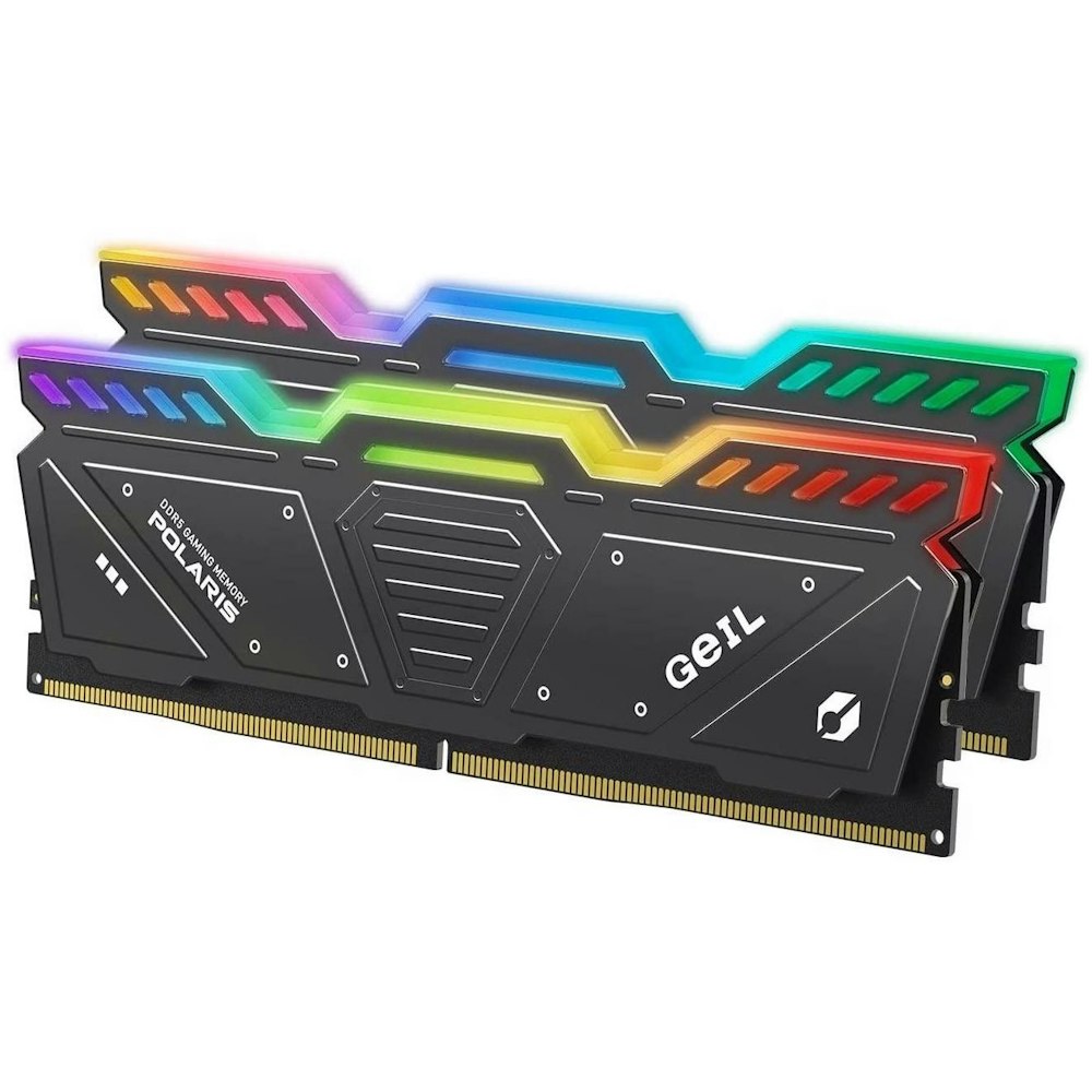 A large main feature product image of GeIL 32GB Kit (2x16GB) DDR5 Polaris AMD Edition RGB C38 6000MHz - Grey
