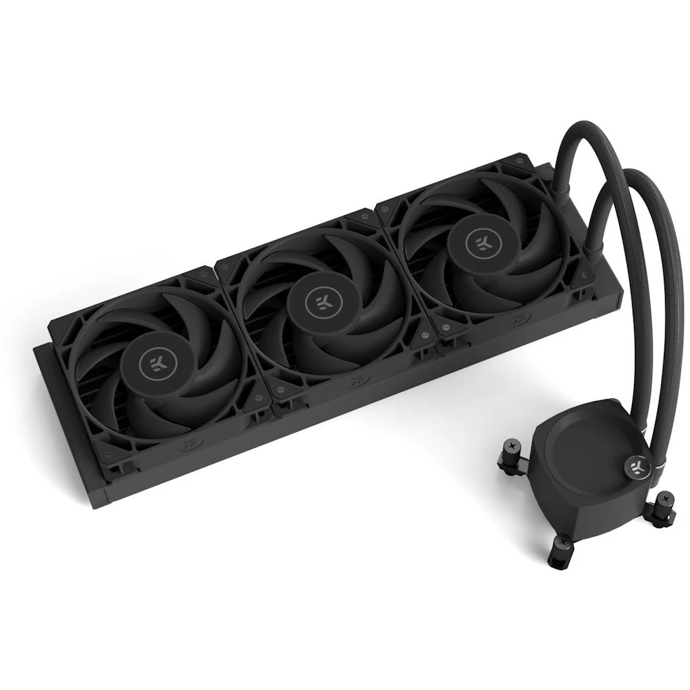 A large main feature product image of EK Nucleus AIO CR360 Dark 360mm Liquid CPU Cooler (Black)