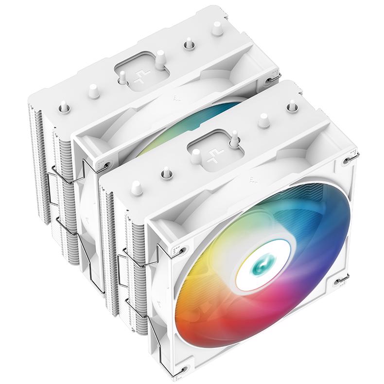 A large main feature product image of DeepCool AG620 ARGB CPU Cooler - White