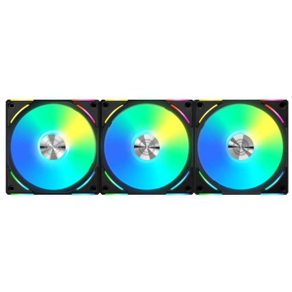 A large main feature product image of Lian Li UNI Fan AL120 V2 Fan Black - Triple Pack