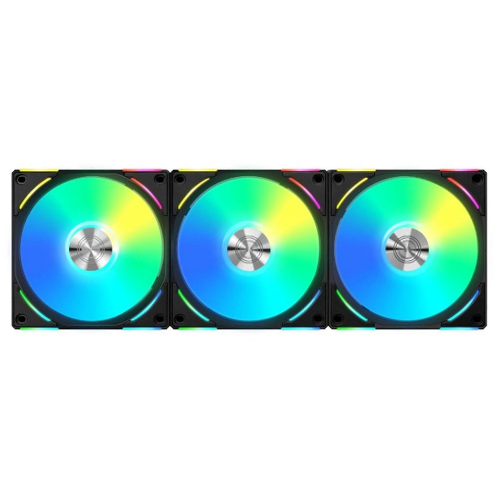 A large main feature product image of Lian Li UNI Fan AL120 V2 Fan Black - Triple Pack