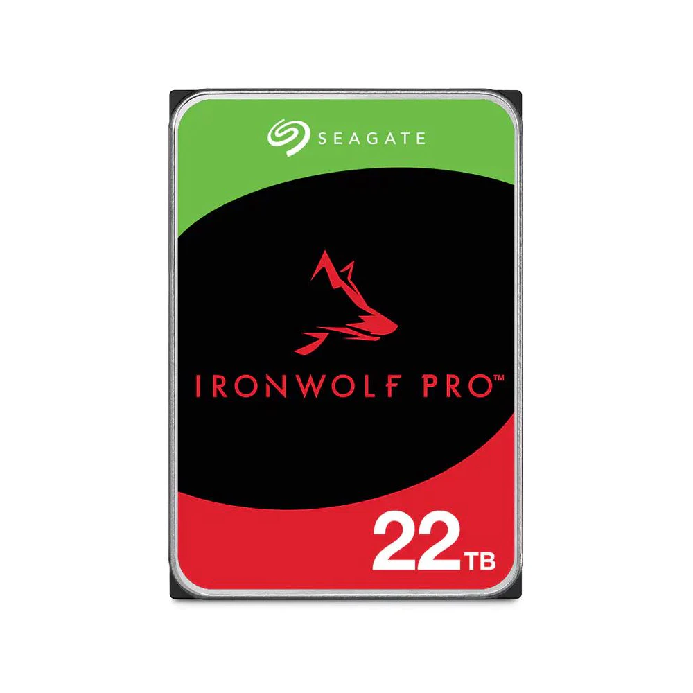 A large main feature product image of Seagate IronWolf Pro 3.5" NAS HDD - 22TB 512MB