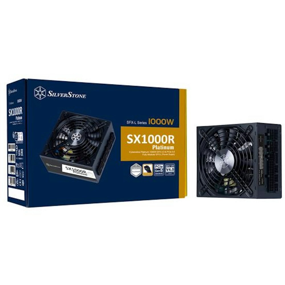 A large main feature product image of SilverStone SX1000R SFX-L Platinum Modular 1000W Power Supply