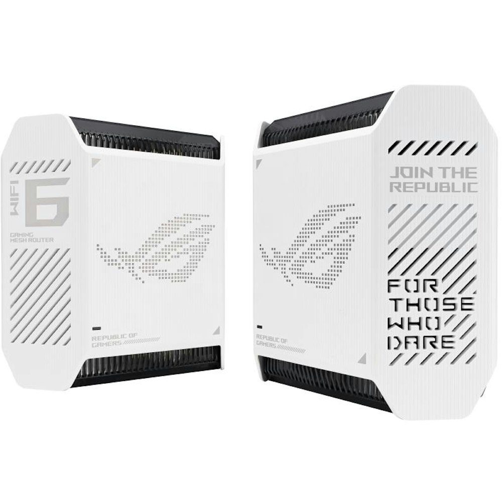 A large main feature product image of ASUS ROG Rapture GT6 AX10000 AiMesh WiFi 6 Router - White