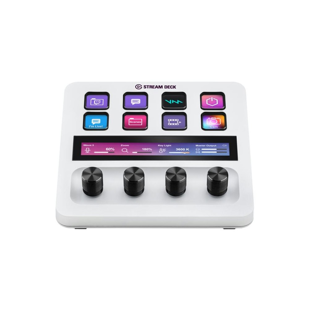 A large main feature product image of Elgato Stream Deck + - White