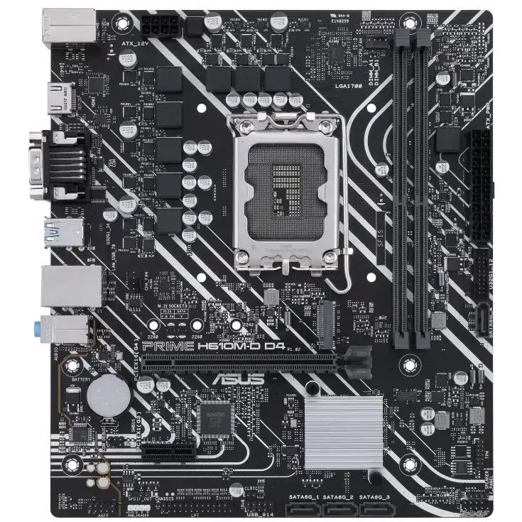 A large main feature product image of ASUS PRIME H610M-D D4-CSM DDR4 LGA1700 mATX Desktop Motherboard
