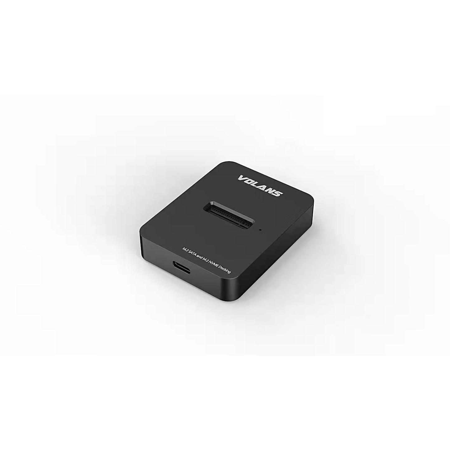 A large main feature product image of Volans DSM2 Aluminium USB Type-C (Gen 2) M.2 NVMe/SATA SSD Docking Station