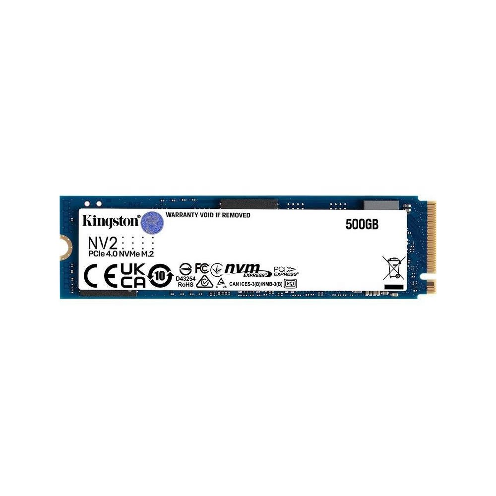 A large main feature product image of Kingston NV2 PCIe Gen4 NVMe M.2 SSD - 500GB