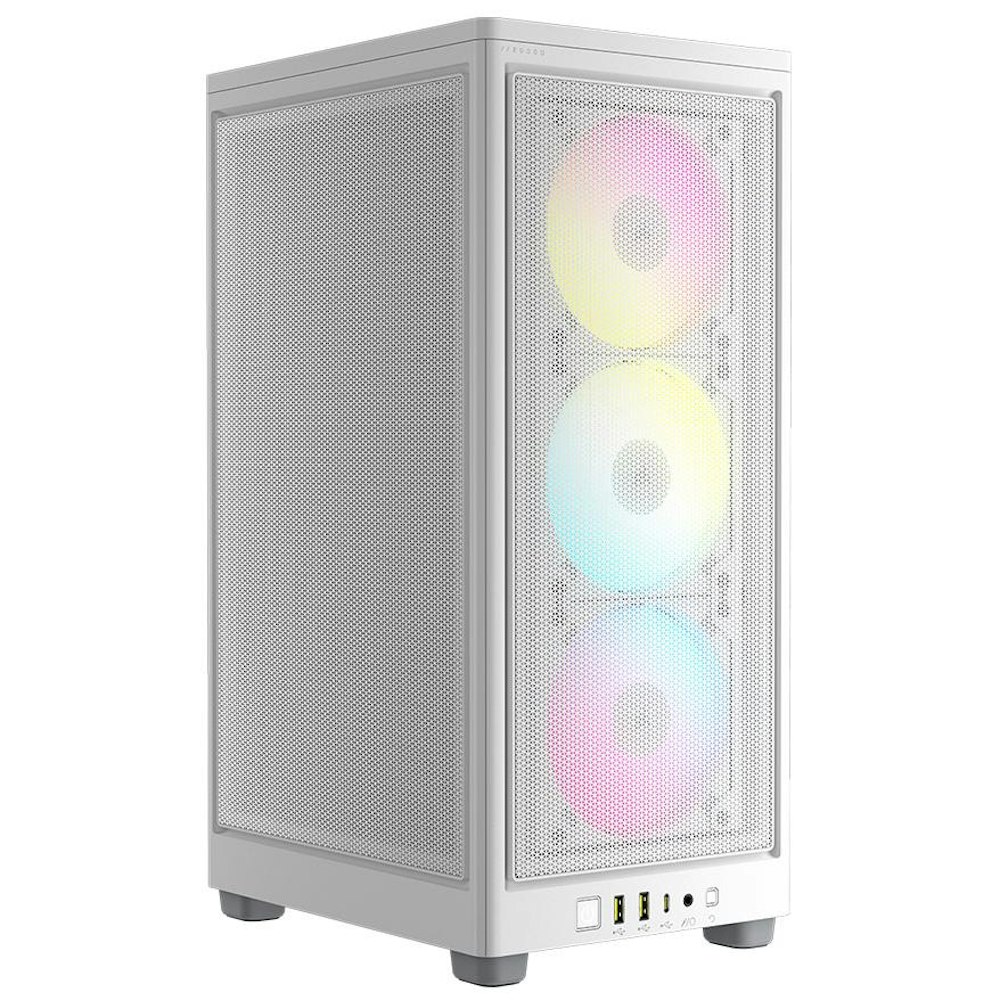 A large main feature product image of Corsair 2000D RGB Airflow mITX Case - White