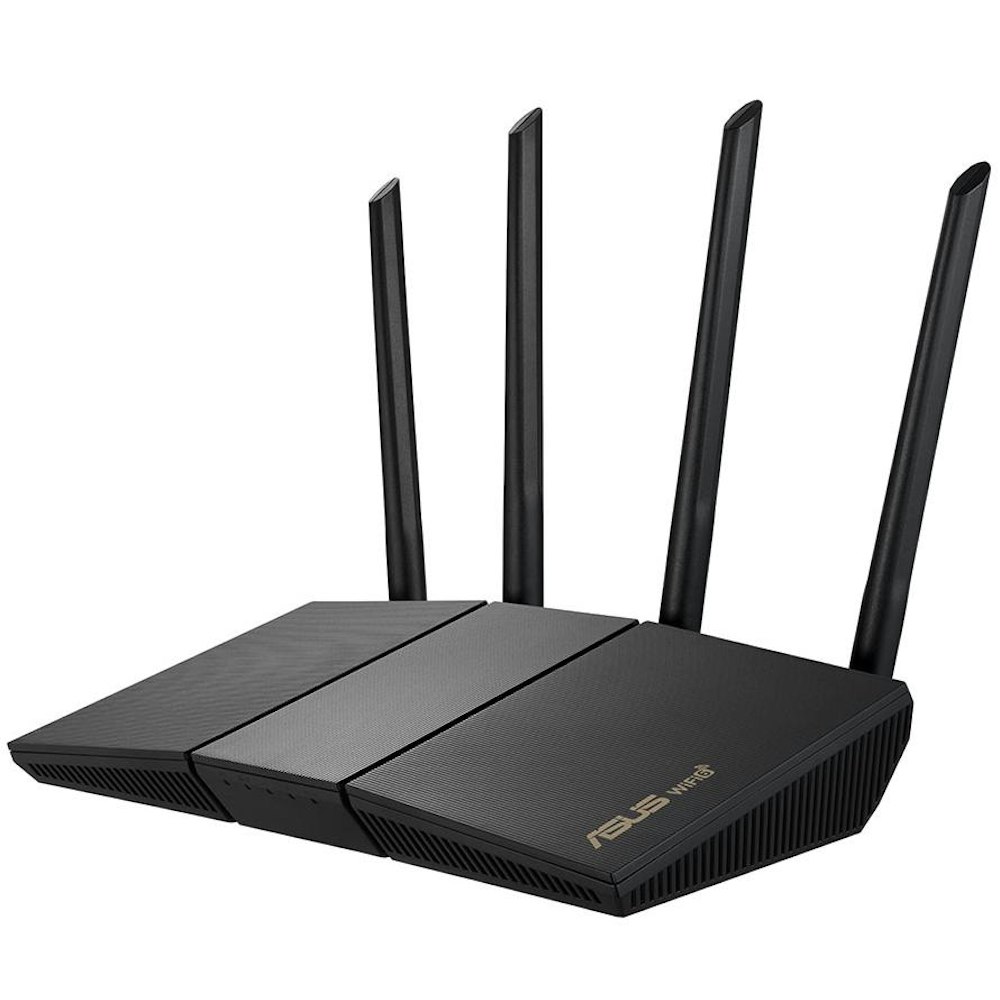 A large main feature product image of ASUS RT-AX57 AX3000 Dual Band WiFi 6 802.11ax Router