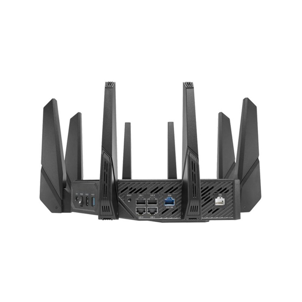 A large main feature product image of ASUS ROG Rapture GT-AX11000 PRO Tri-Band WiFi 6 Gaming Router