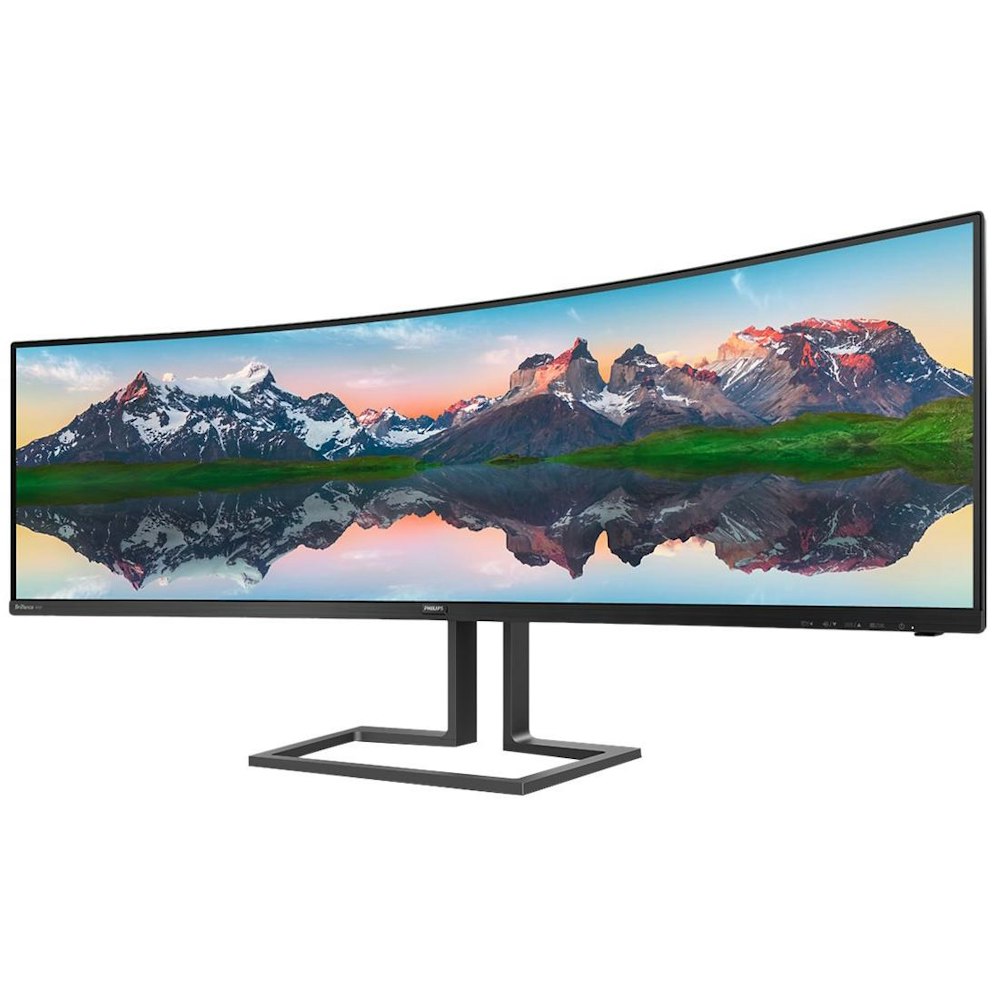 A large main feature product image of Philips 498P9Z - 49" Curved DQHD Ultrawide 165Hz VA Monitor