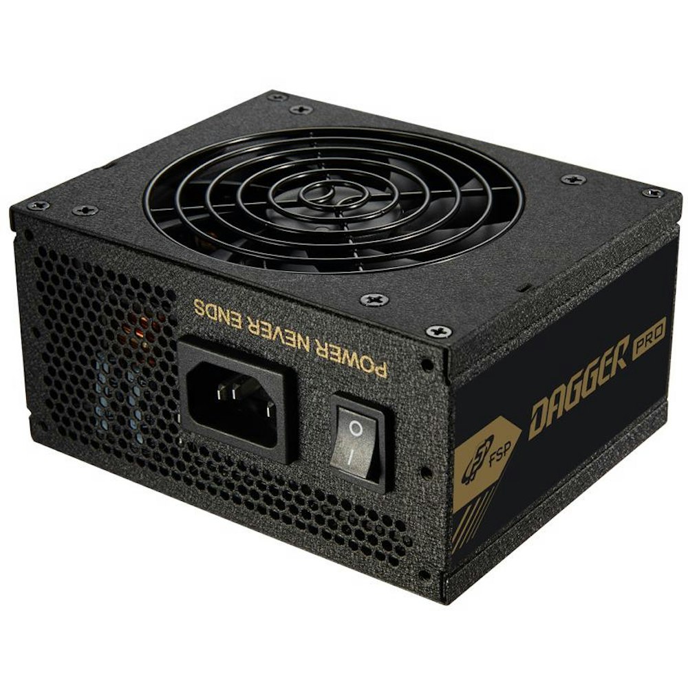 A large main feature product image of FSP Dagger PRO 850W Gold PCIe 5.0 SFX Modular PSU - Black