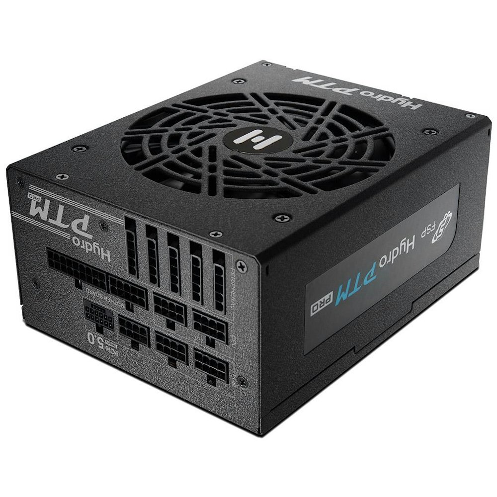 A large main feature product image of FSP Hydro PTM PRO 850W Platinum PCIe 5.0 ATX Modular PSU