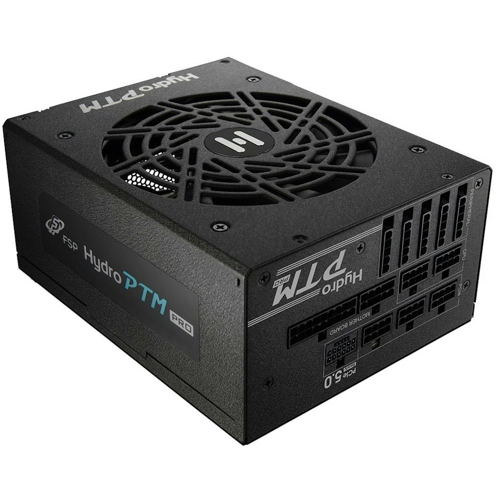 A large main feature product image of FSP Hydro PTM PRO 1200W Platinum PCIe 5.0 ATX Modular PSU