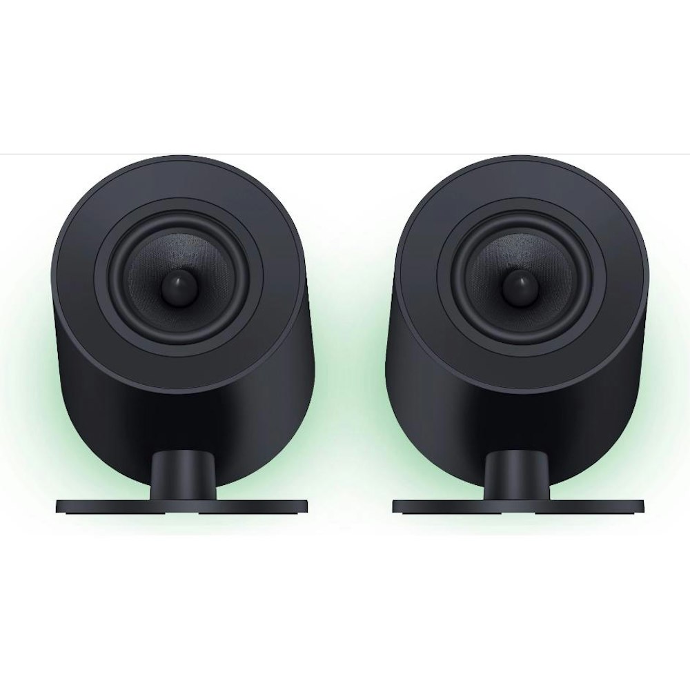 A large main feature product image of Razer Nommo V2 - Full-Range 2.1 PC Gaming Speakers with Wired Subwoofer 