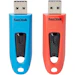 A product image of SanDisk Ultra 32GB USB 3.0 Flash Drive Dual Pack - Blue + Red