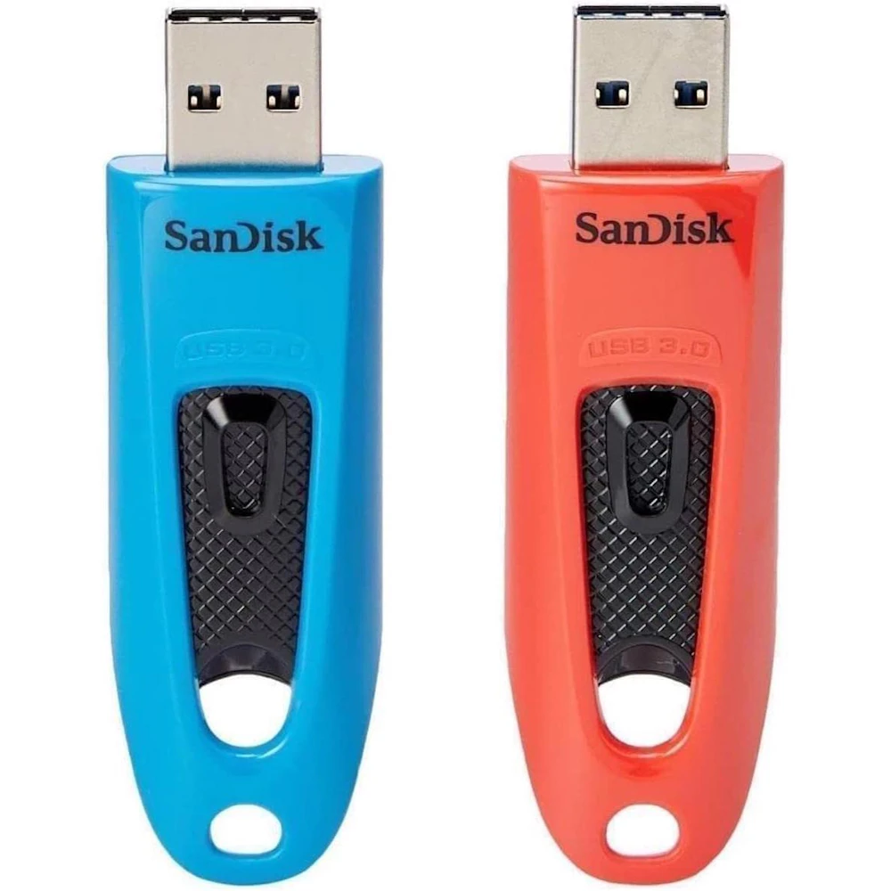 A large main feature product image of SanDisk Ultra 32GB USB 3.0 Flash Drive Dual Pack - Blue + Red