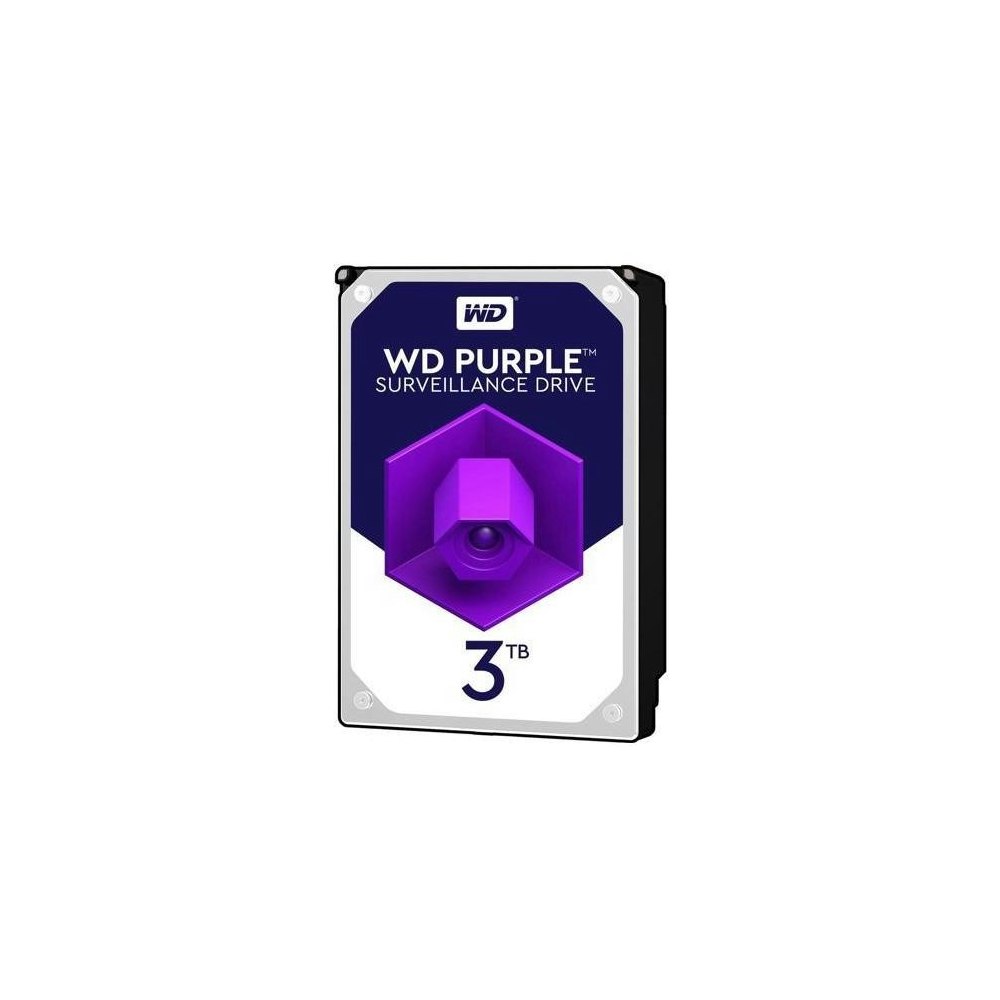 A large main feature product image of WD Purple 3.5" Surveillance HDD - 3TB 256MB