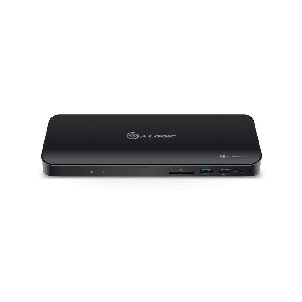 A large main feature product image of ALOGIC Thunderbolt 3 Dual Display Docking Station with 4K and Power Delivery