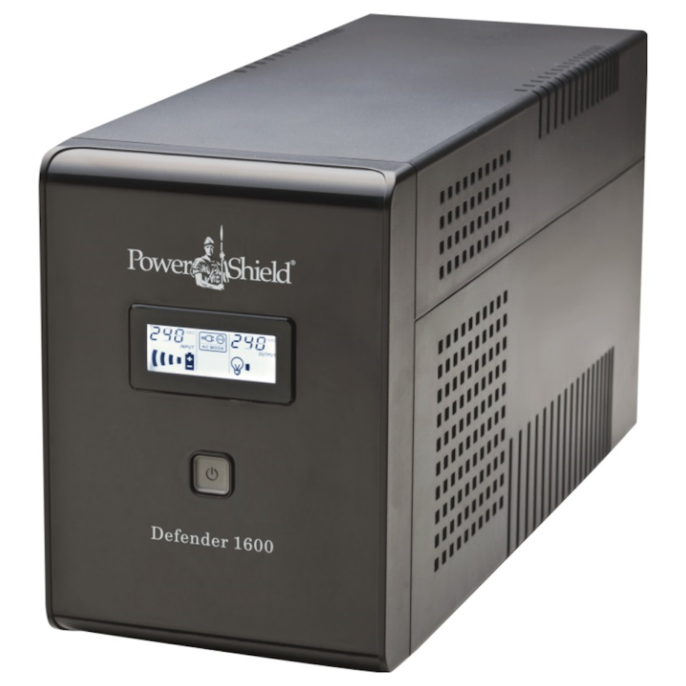 A large main feature product image of PowerShield Defender LCD 1.6KVA UPS