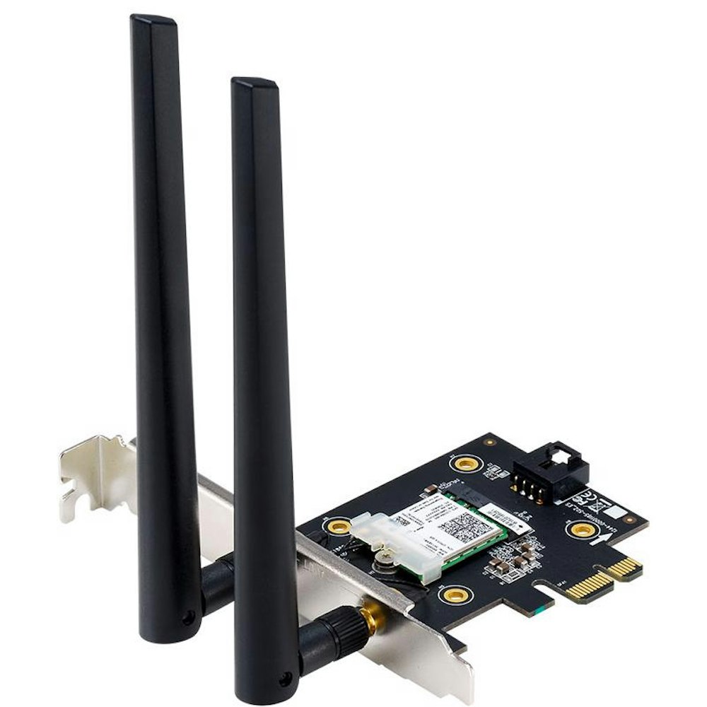 A large main feature product image of ASUS PCE-AX3000 802.11ax Dual-Band Wireless-AX3000 PCIe Adapter with Bluetooth