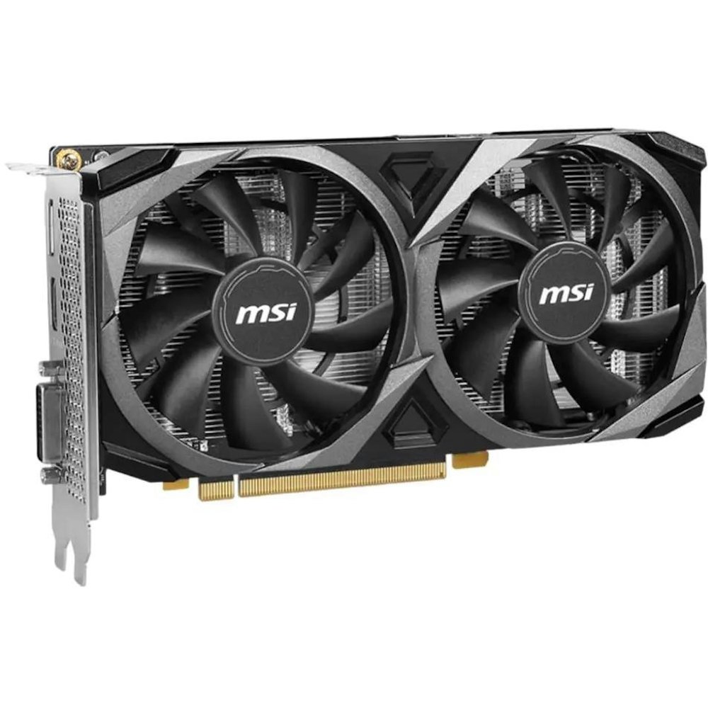 A large main feature product image of MSI GeForce RTX 3050 Ventus 2X XS OC 8G GDDR6
