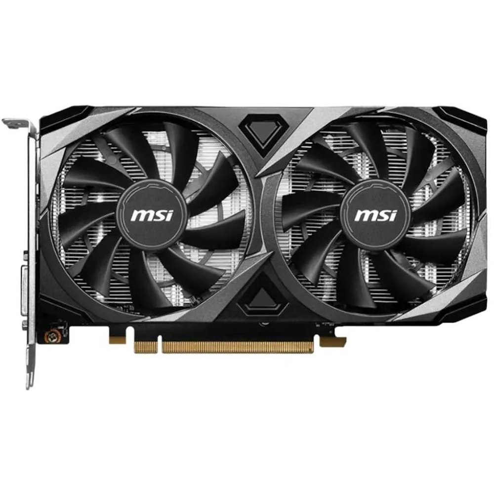 A large main feature product image of MSI GeForce RTX 3050 Ventus 2X XS OC 8G GDDR6