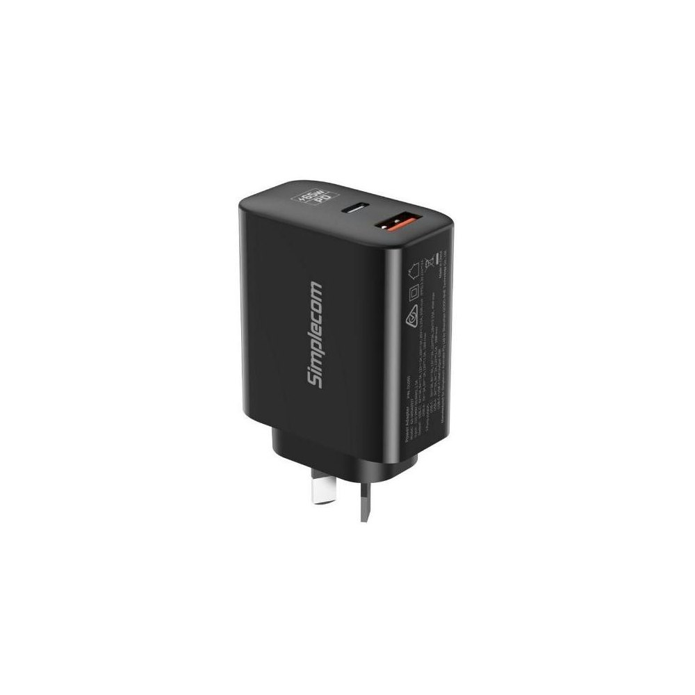A large main feature product image of Simplecom CU265 Dual Port PD 65W GaN Fast Wall Charger USB-C + USB-A for Phone Laptop